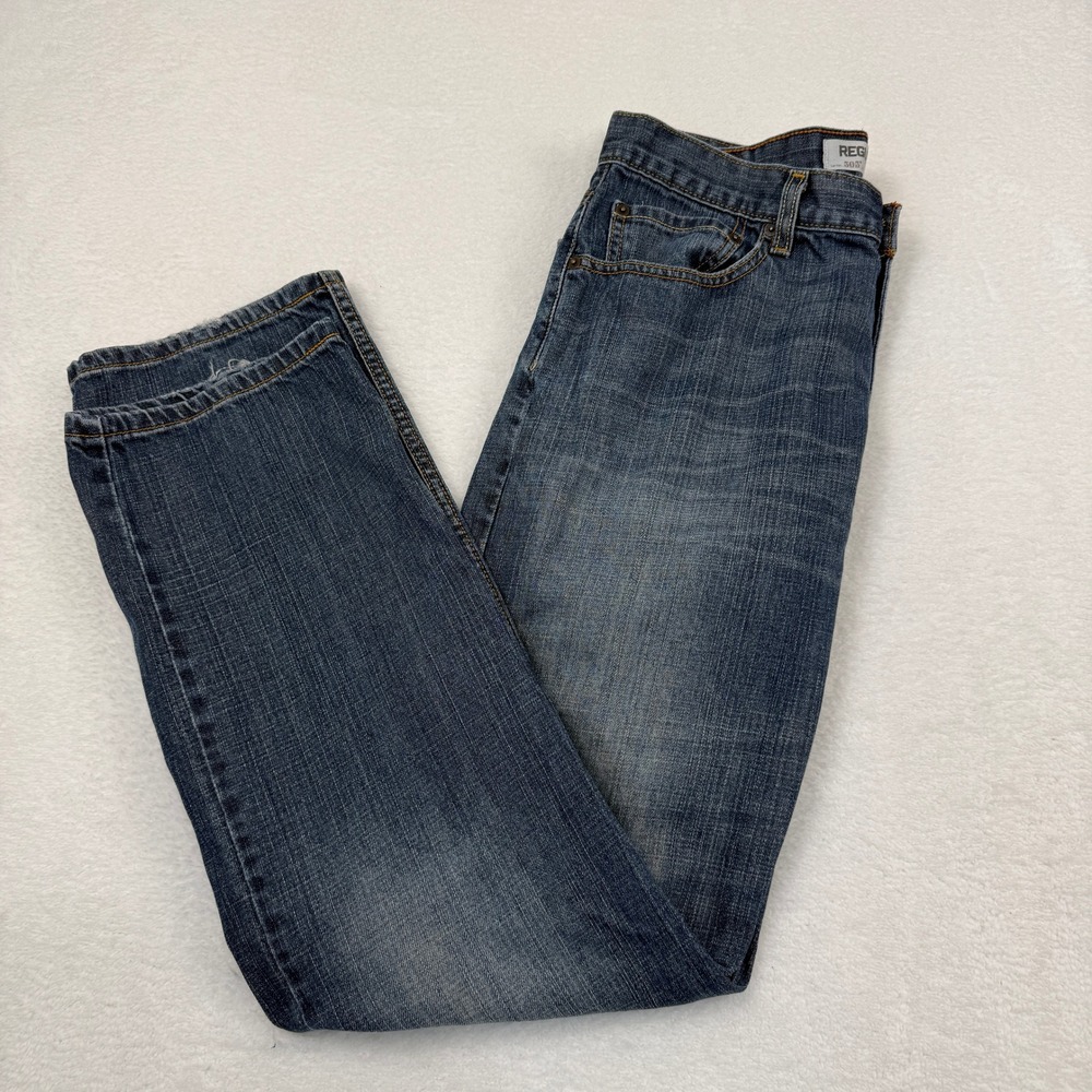 Levi's 505 Regular Fit Jeans Mens 34x32 Blue Denim Straight Leg Grunge Y2K
